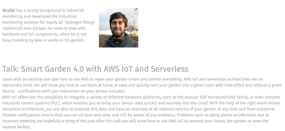 ServerlessHAM's tweet image. Get ready for the next talk from @NicolaiBuchwitz   (@Katulu_io): 
Smart Garden 4.0 with AWS IoT and Serverless 🌻🍀🥬!
#serverlesshamburg #serverlessham