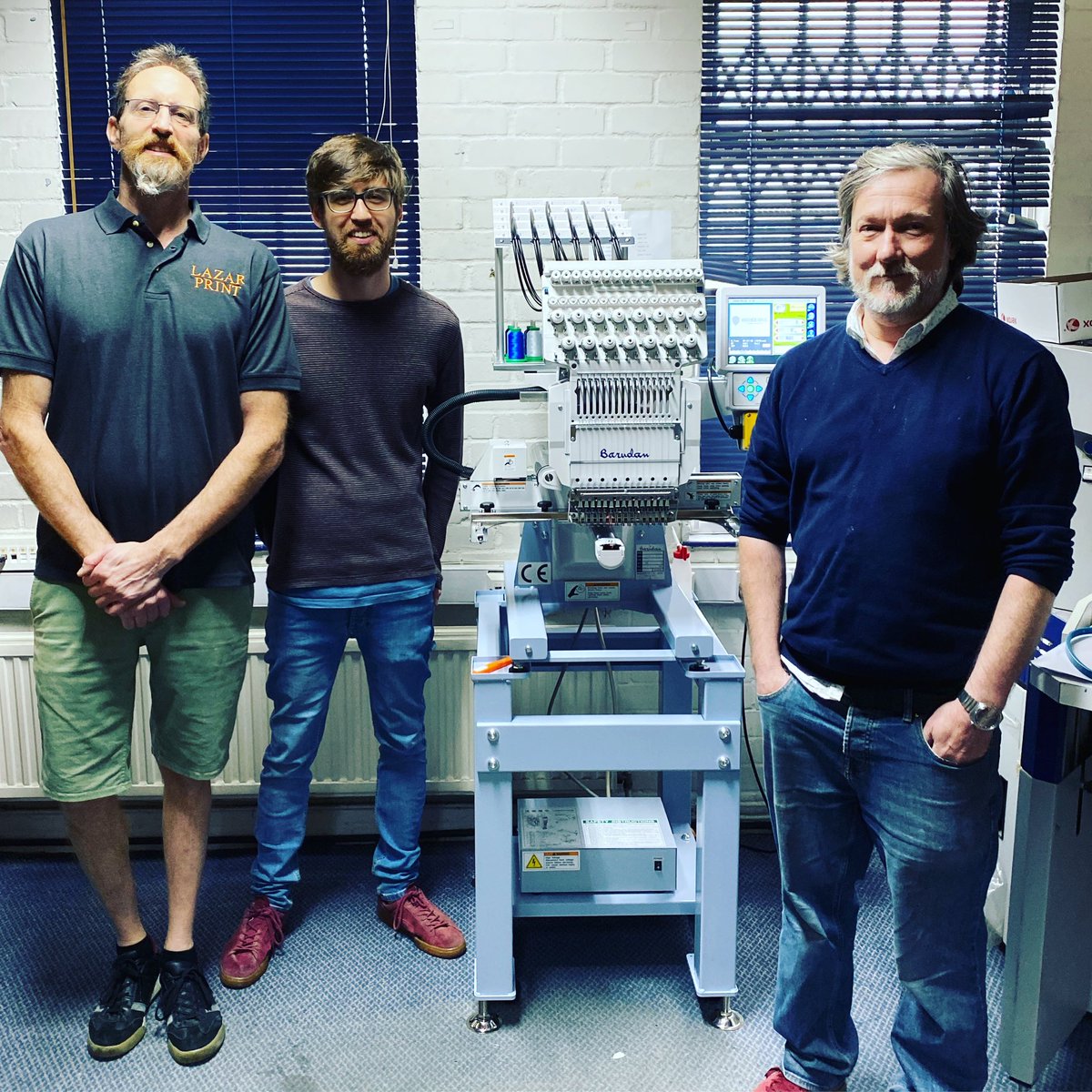 BarudanUK's tweet image. Great 1st day’s training @lazarprint with their brand new #Barudan #singlehead #embroiderymachine. These guys have been in the printing industry many years &amp;amp; have taken the plunge to invest in embroidery too so they can offer their customers the whole print &amp;amp; embroidery package!
