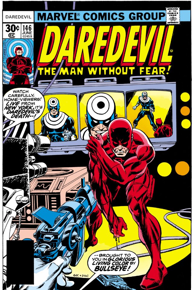 Shooter and Kane's brief run gave us some iconic stories, such as:DD# 146, once again our hero faces the sociopath Bullseye. Art and writing are incredible.