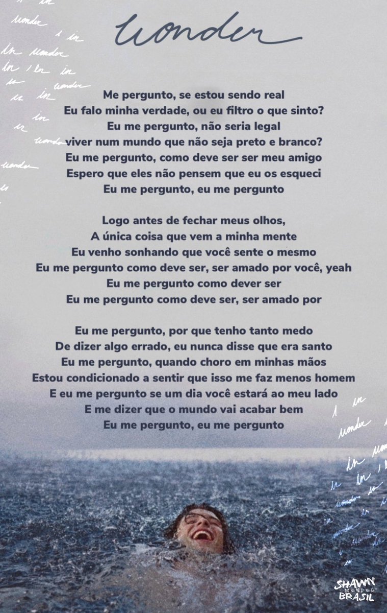 X 上的 Shawn Mendes Brasil：「Confira a letra e tradução completa de #Wonder,  novo single de Shawn Mendes!  / X