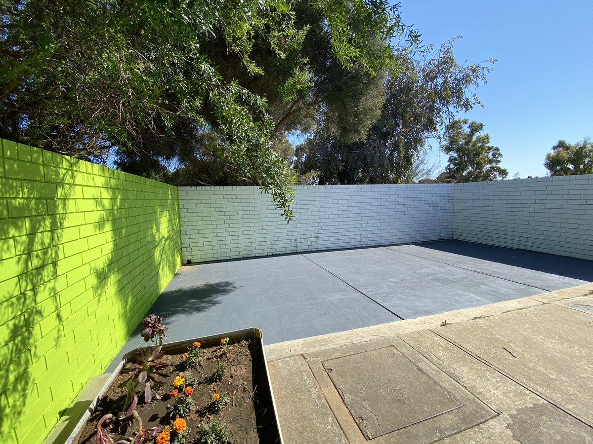 ProjReimaginate's tweet image. The Hideaway space is coming together. A neglected nook beside the entrance to our butterfly garden was in need of a makeover. Murals, plants and seating still to come! 

#ProjReimaginate