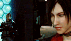 "Colour Coded Characters"did you know it was a very conscious decision by the development team to make Ada's colour palette contrast and complement Leon's one? To Ada's deep red we have Leon's navy blue. (Take a look here:  https://residentevil.fandom.com/wiki/Claire_Redfield/development)  #Aeon 