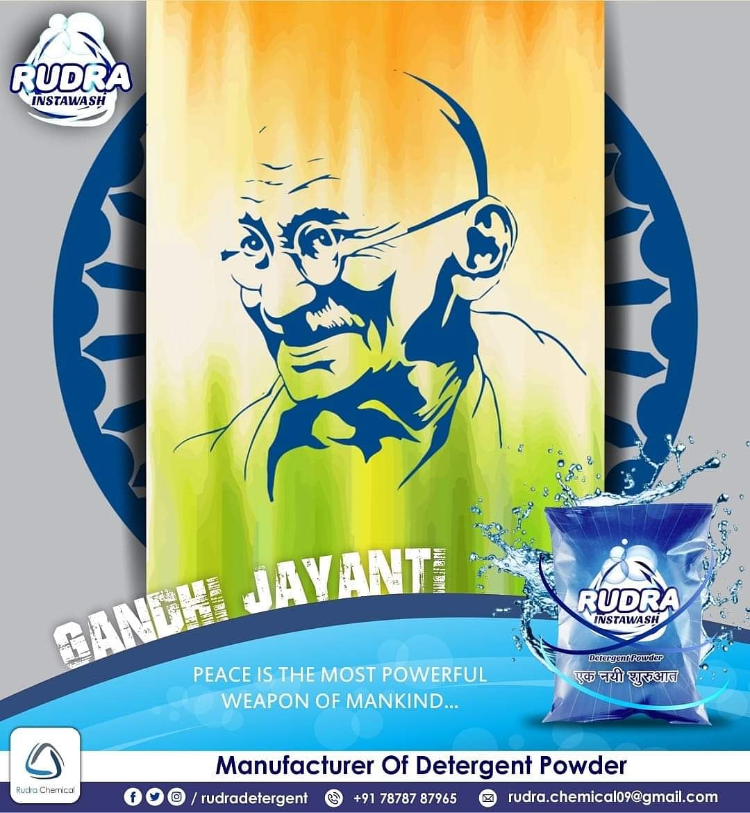 Rudradetergent's tweet photo. Happy Gandhi Jayanti
#GandhiJayanti #MahatmaGandhi #Gandhiji #Respect
#GoingVocalForLocal #BeIndianBuyIndian #VocalForLocal #AtmaNirbharBharat
#FightWithCorona
#SocialDistancing #StayHome #StaySafe
#RudraWashingPowde #RudraInstawash #DetergentPowder #RudraDetergentPowder https://t.co/RsDHU3Uknz
