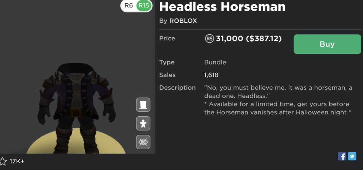 Spookypurple On Twitter I Think Headless Horseman Will Come Out On The 3rd Or 5th Of This October Roblox - roblox headless horseman twitter