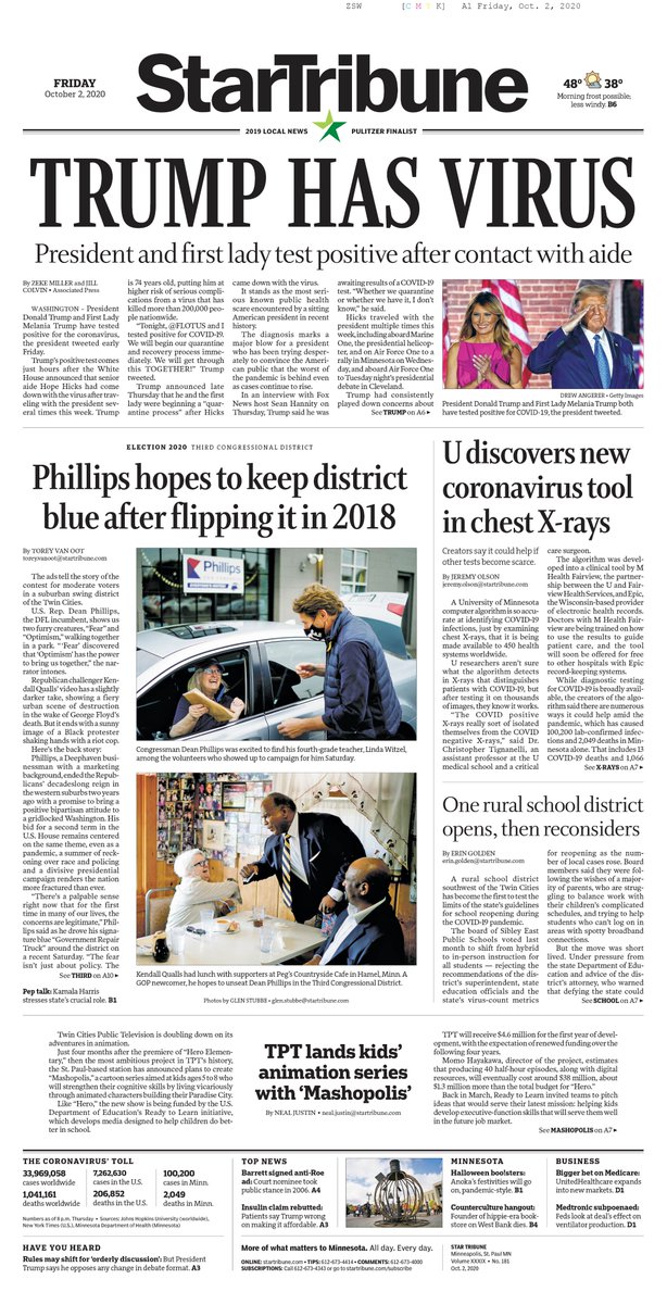 I jumped out of bed to a team that was already underway, working to rip up the front page. The final edition of Friday's  @StarTribune.
