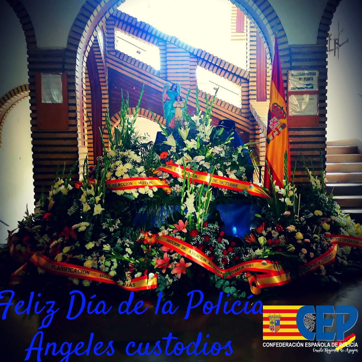 CEPZaragoza's tweet photo. Feliz día Ángeles custodios👮🏼♂️👮🏻♂️👮🏽♀️👮🏼♀️🚔
Por España🇪🇦💪
Y el que quiera defenderla honrado muera
y el que traidor la abandone no tenga quien le perdone
#angelescustodios
#orgullopolicial #OrgulloCNP #cuerponacionaldepolicia
#policias #españa🇪🇸
#ceptusindicato https://t.co/XQfGDPOeKU