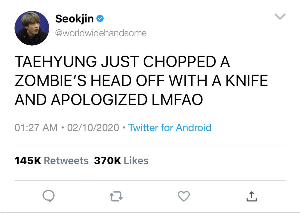 if bts had their own individual twitter accounts during a zombie apocalypse: a (hopefully) funny thread