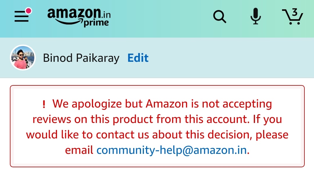 Now look at this.  #Amazon is not allowing me to write review on this product now. It totally shows that  #Amazon is not accepting any negative reviews on this product now. @amazonIN  @AmazonHelp  @DaburIndia  @DB_Chyawanprash  @ShieldVoC  @inconsumerforum