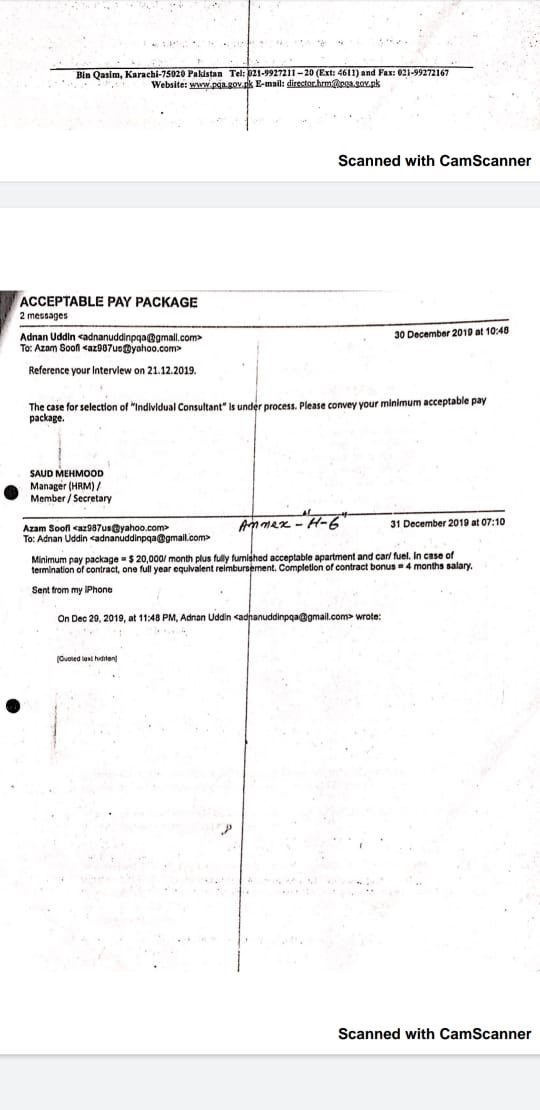 14. $20,000 plus car/fuel & furnished apartment plus an annual bonus of $80,000. And if his services were terminated during the contract period, he would be given a severance package of $240,000. All this to a consultant because PQA has to just give space for an LNG terminal?