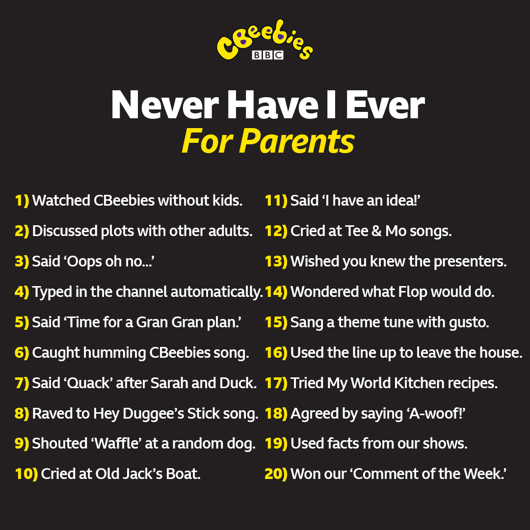 CBeebiesHQ's tweet photo. Take a swig of your brew for each one you’ve never done! 😂
Did you finish the cup? ☕
#FridayFeeling https://t.co/6p9sTtCek6