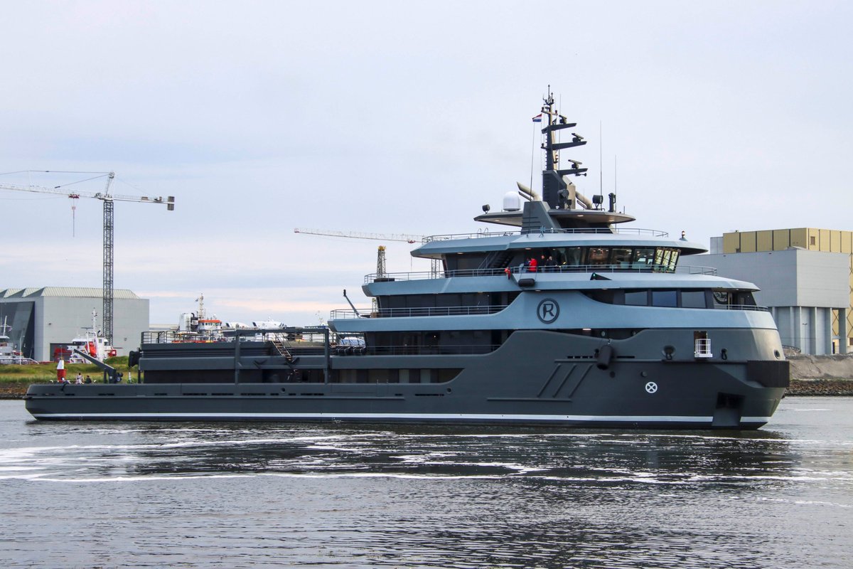 Dutchyachting's tweet photo. The 68m/ 223’1” #Ragnar was delivered as #Wagenborg‘s #offshore #supplyvessel #Sanaborg in 2012 and converted into an #explorer #yacht after an #exterior and #interior design by RWD and a 2 ½ years #rebuilt by #IconYachts. Photo by @hette.kloosterman on Instagram. https://t.co/5Ihy4eURHU