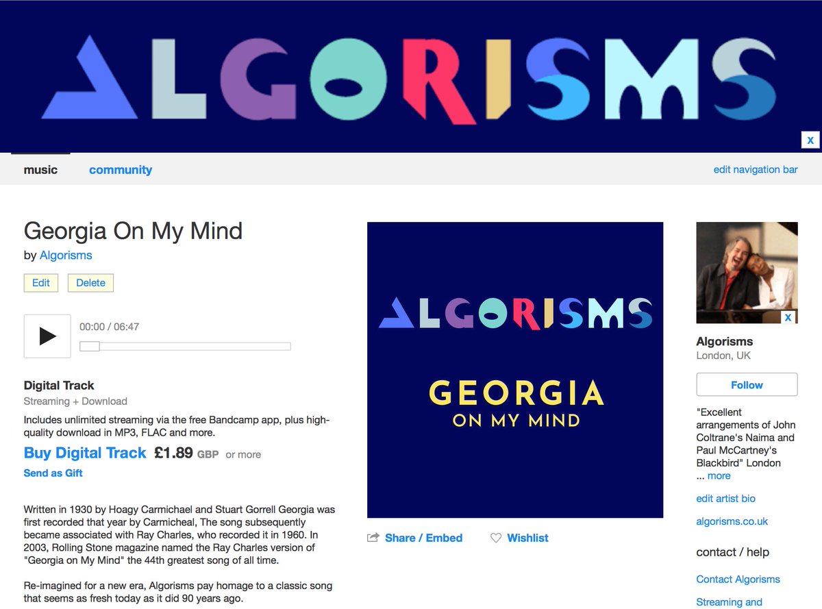 FEE-FREE FRIDAY at Bandcamp!!!

Why not support us, your favourite Nu Jazz project by going straight to Bandcamp NOW and buying our latest single? Aaaaaand.......GO!!! :-)

ow.ly/bdOV50BGwUn

#FeeFreeFriday #FridayVibes #Algorisms