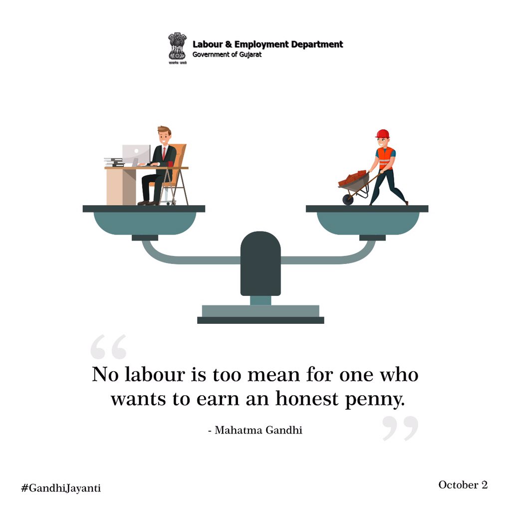 “No labour is too mean for one who wants to earn an honest penny.” - Mahatma Gandhi

#RememberingBapu #GandhiJayanti #October2
