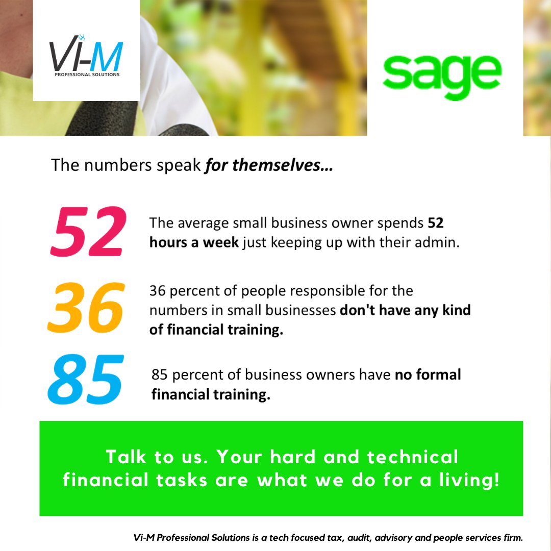 Vi_M__'s tweet photo. #ViMProfessionalSolutions seasoned professionals are ready to make sage work for you. Talk to us!

Send an email to clients@vi-m.com.
===
#accountingsoftware
#sage https://t.co/H0oQBZ18Y7