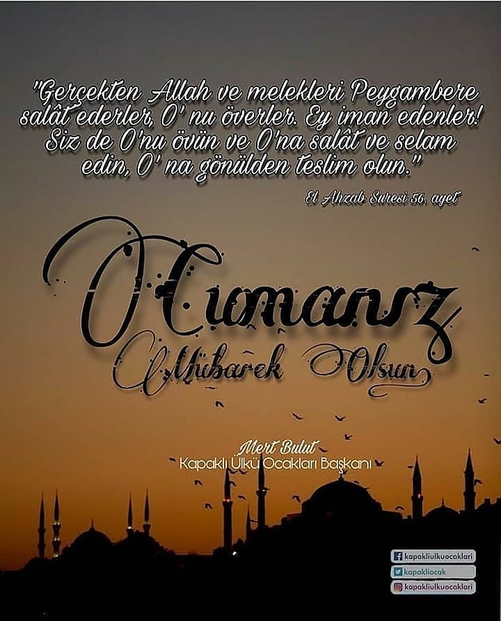 "Temizlik imandandır" sözünü unutmadan virüs sürecinde tüm yakınlarımızı tatlı bir dille uyaralım. Cumanız mübarek olsun...