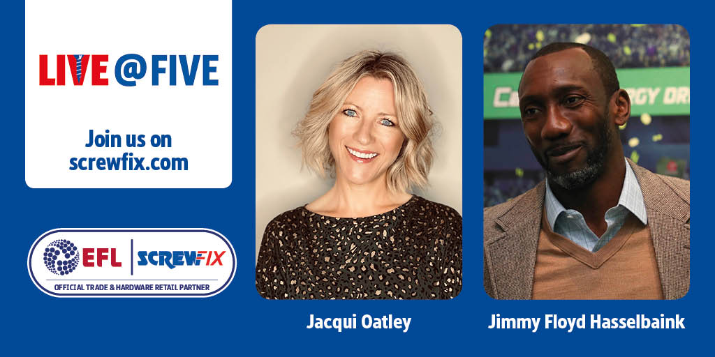 We shall be live at 5 with a Q&A with Chelsea and Holland legend Jimmy Floyd Hasselbaink hosted by @JacquiOatley 

Tweet us your questions for Jimmy using the tag #SFLIVEJIMMY

Watch it here at 5pm  spr.ly/6015GIhvV

#ScrewfixLive