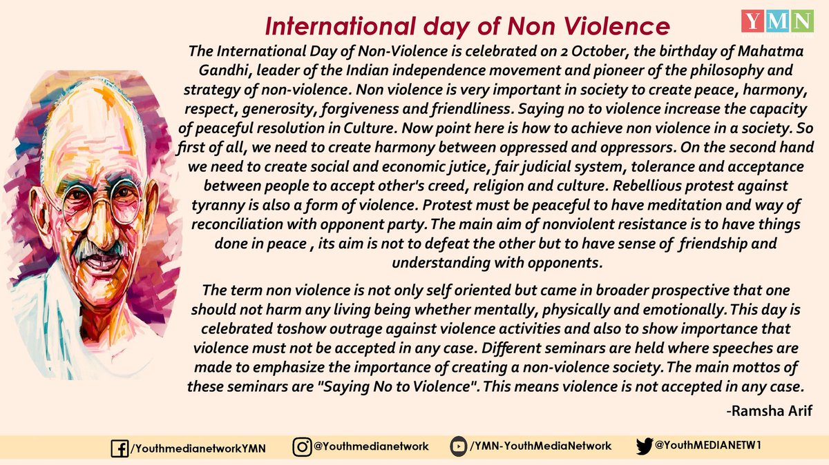YouthMEDIANETW1's tweet photo. International Day Of Non Voilence

By : Ramsha Arif

#youthmedianetworkpakistan  #InternationalDayOfNonViolence https://t.co/EE9rdsL8Q5