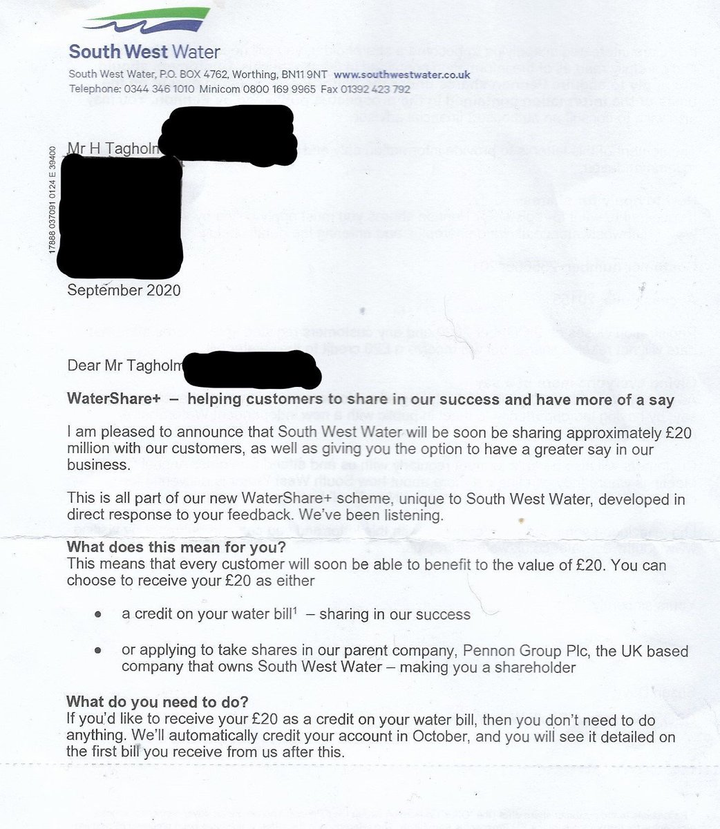 🛑URGENT: ARE YOU A SOUTH WEST WATER CUSTOMER? 🛑

If you have received this letter, you now have a unique opportunity to help #EndSewagePollution from the ‘inside' and register for FREE SHARES with SWW. Follow the link to find out more >>> buff.ly/36nDn2n