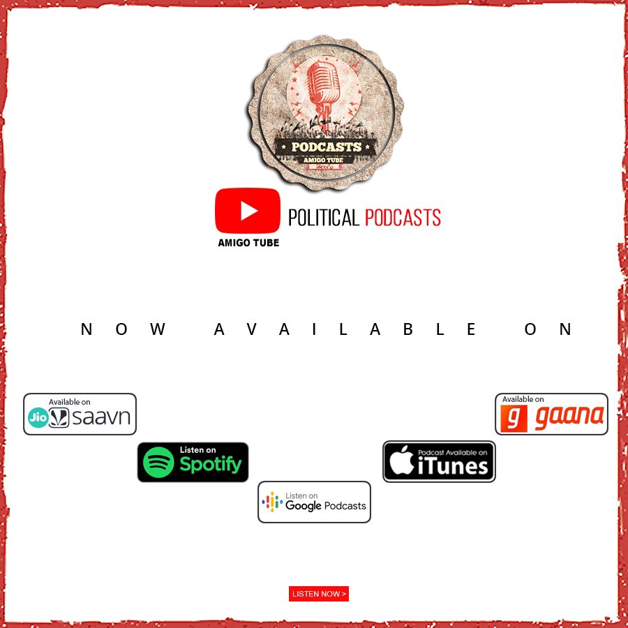 Happy to announce that the #PoliticalPodcasts of #AmigoTube are available on Various Platforms

JioSaavn - rb.gy/8zckcg

Gaana - bit.ly/346Uum8

Spotify - rb.gy/m4s8lc

ITunes - rb.gy/gq83bz

Google Podcasts - rb.gy/62tuq3