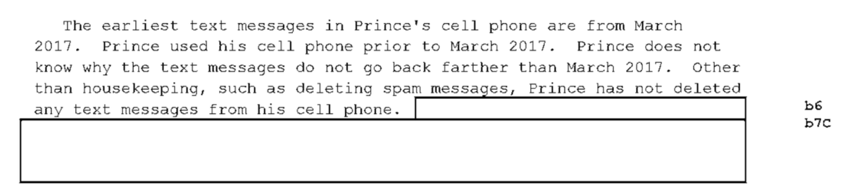 In which the former Navy SEAL pretends not to know how the texts regarding the Russian back channel disappeared from his phone and DOJ does him a solid by redacting most of the ridiculous explanation.