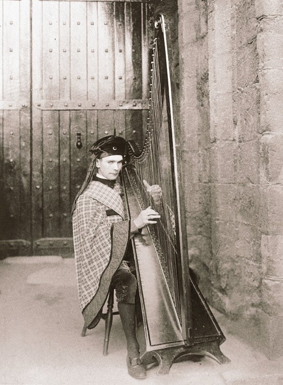 Yn nyddiau Iolo Morganwg (1747-1826), y delyn rhes sengl  oedd fwyaf poblogaidd yn ne Cymru, ond ers y Dadeni roedd y delyn deires hefyd wedi dod yn fwy cyffredin.

📸 David Roberts (‘Telynor Mawddwy’, 1875-1956) telynor dall a chanwr penillion ym 1904. (LLGC Ffoto 2224B)