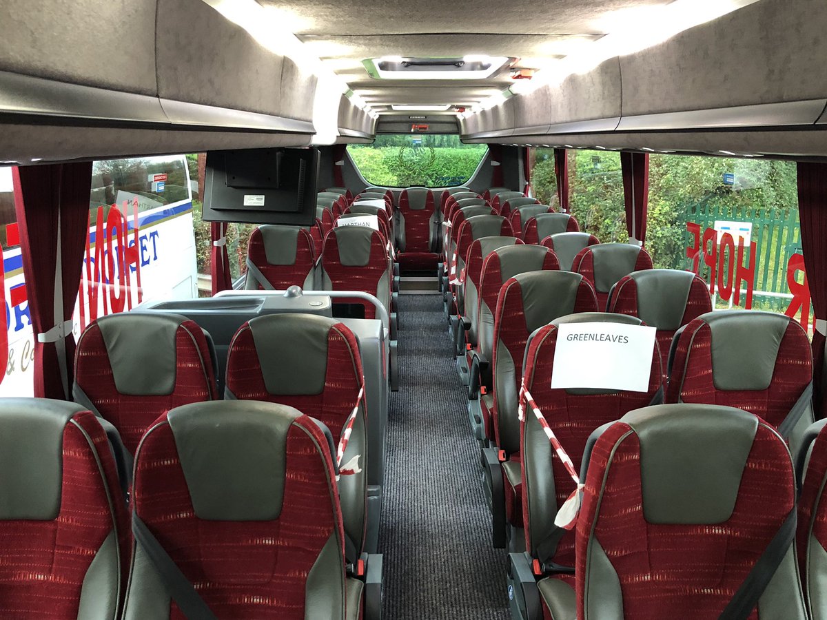 With prior notice, we can arrange the coach into separated “bubbles”. For example, we have split school form groups across two coaches so that they can safely travel for their important educational outings. 

Just one way that we can offer safe transport for groups.