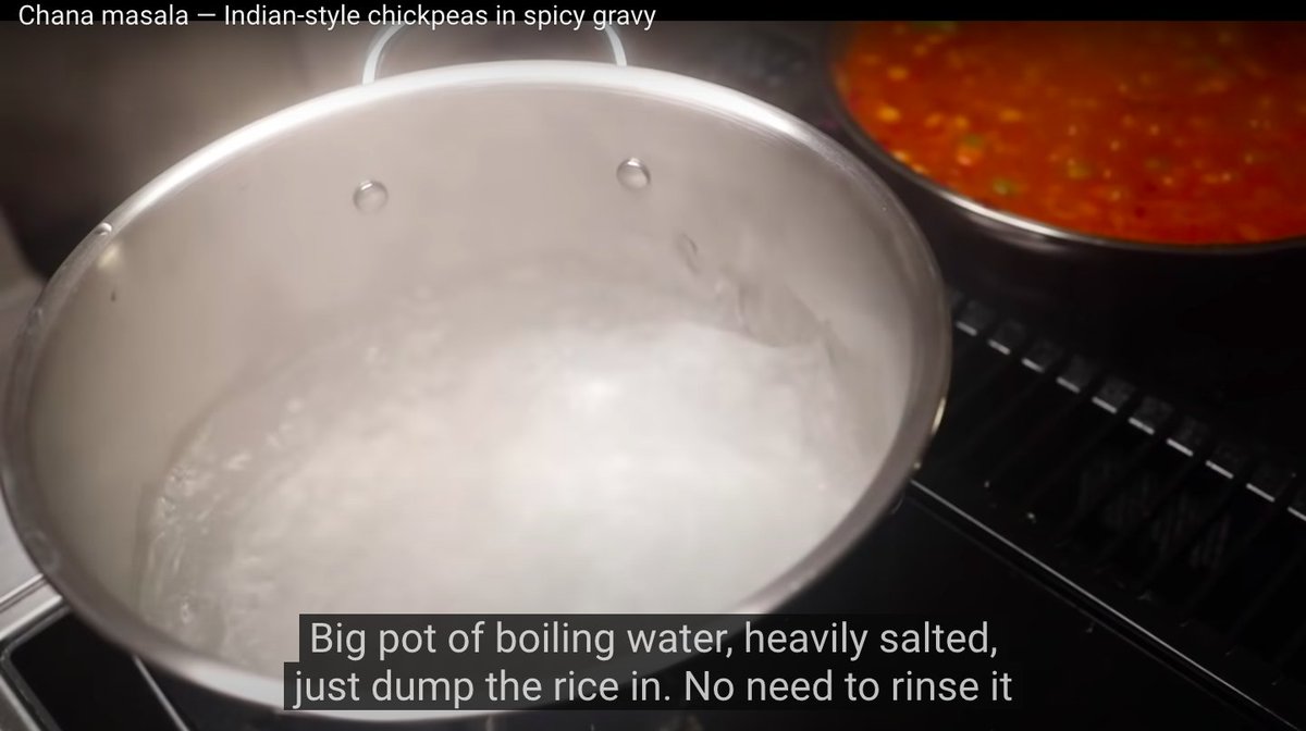 5. not rinsing your rice and cooking it like pasta, 6. a pantry-only version of chana that uses rice vinegar instead of white or bottled lemon, 7. a more "complicated" one that has a massively conservative onion-tomato ratio, 8. frying ground spices plain in oil