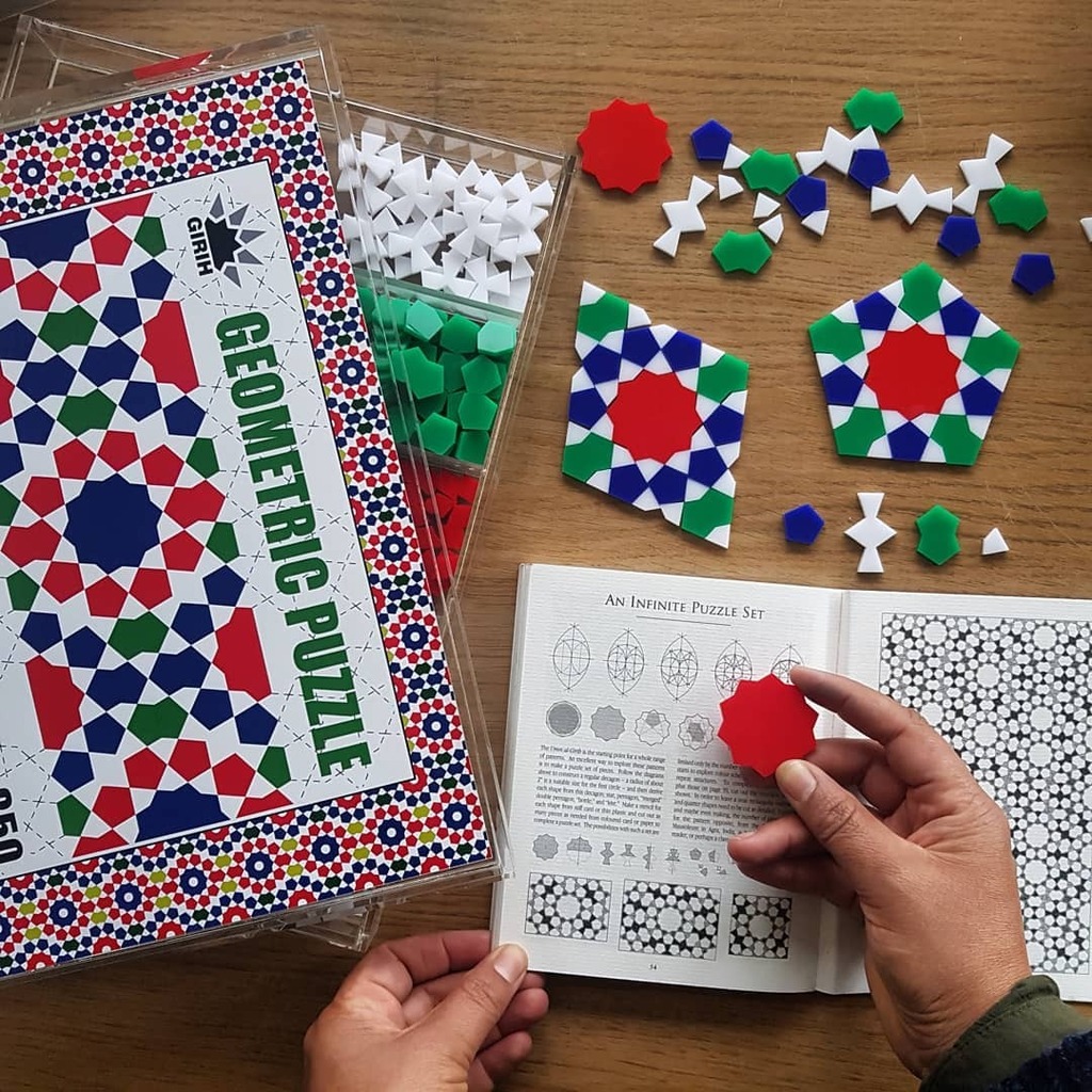 Playing with a set of @girihpuzzle &amp; reading up on this infinite puzzle set from <a href="/daud/">daud</a>.sutton's Islamic Design book. All in preparation for the Girih patterns in the coming weeks of #fivefoldfun. All in a photogenic gram friendly highly unrealistic manne… instagr.am/p/CF13w_SltKv/