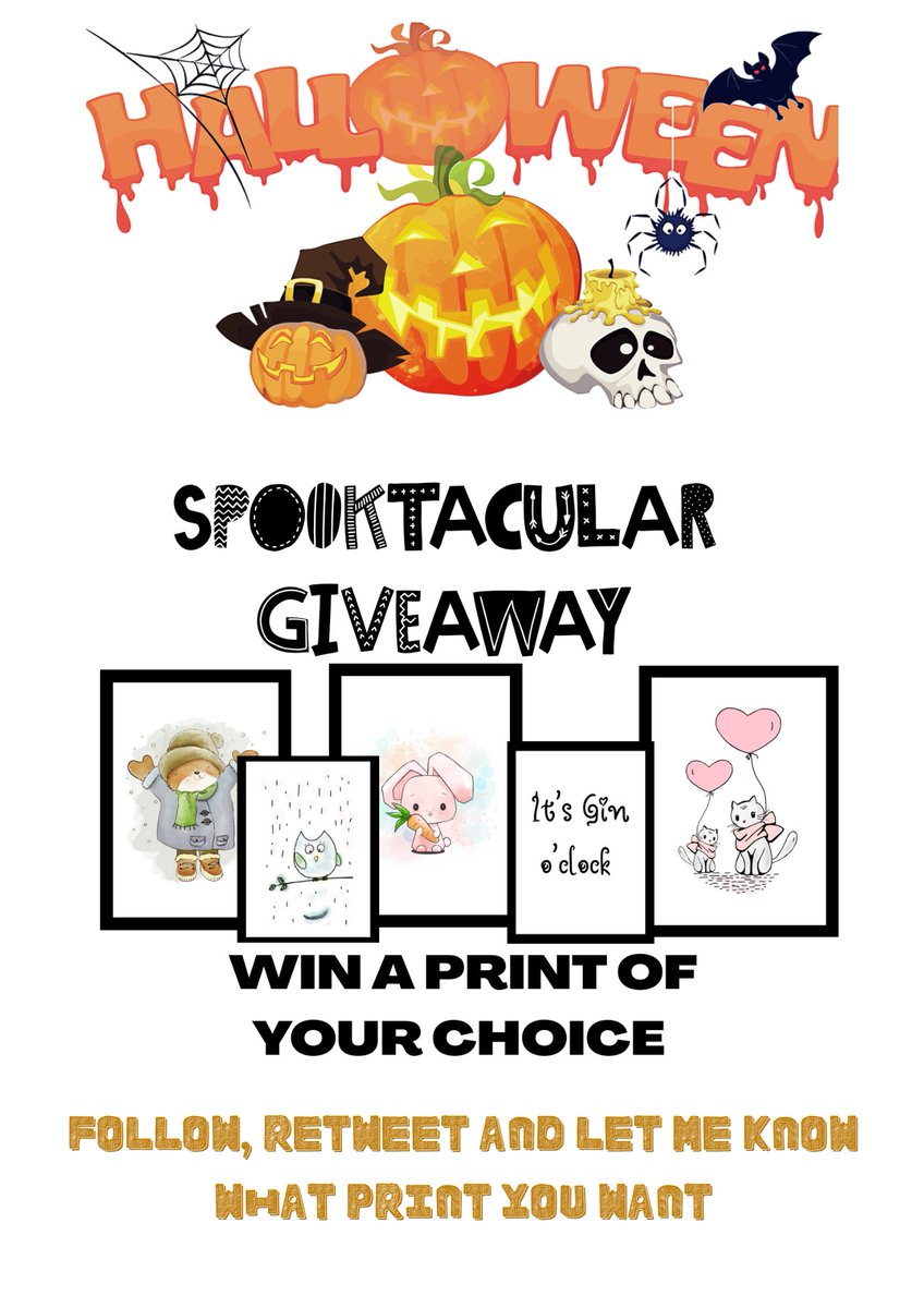 Enter our Halloween giveaway!! FOLLOW, RETWEET &amp; TELL US what print you would like. sgmwallart.co.uk #contest #freestuff #win #prizes #giveaway