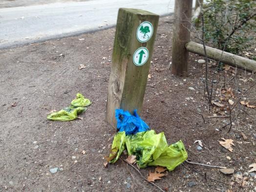 Nobody likes carrying squishy dog waste bags for miles on a hike! Dog waste ends up not being picked up, bagged and left or left at the trailhead because of a lack of trashcans or because nobody wants that baggy in their car! We are working on fixing that! Stay tuned.