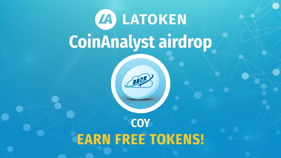 Earn CoinAnalyst (COY) tokens completely FREE at #LATOKEN by completing a set of social tasks &amp; inviting friends. Earn an additional 100% return as a bonus when you buy 100,000 COY! Don't miss the opportunity &amp; participate in the Airdrop NOW. go.latoken.com/COY-air