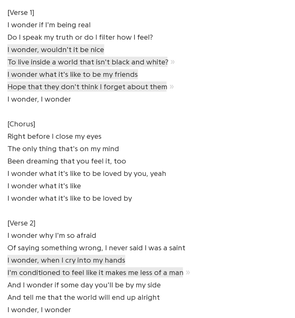 Wonder shawn mendes lyrics
