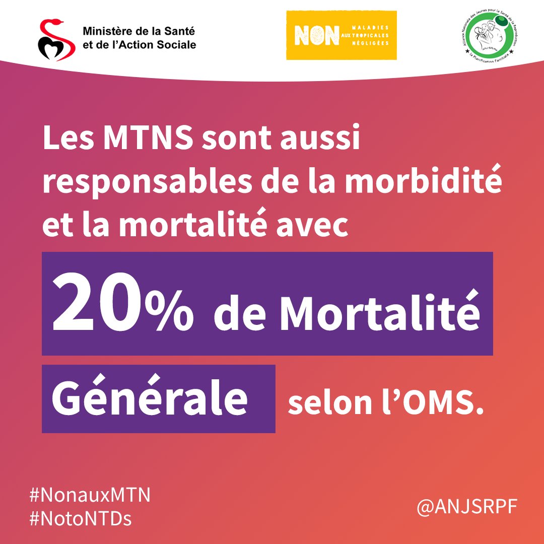 Selon l'@WHO 20% de la mortalité générale est causée par les maladies tropicales négligées. 

#NonauxMTN 
#NoToNTDs 
@SpeakUpAfrica1
 
@Macky_Sall
@PR_Senegal 
@abdioufsarr 

#Kebetu
#Partageleen
#CSU #ODD