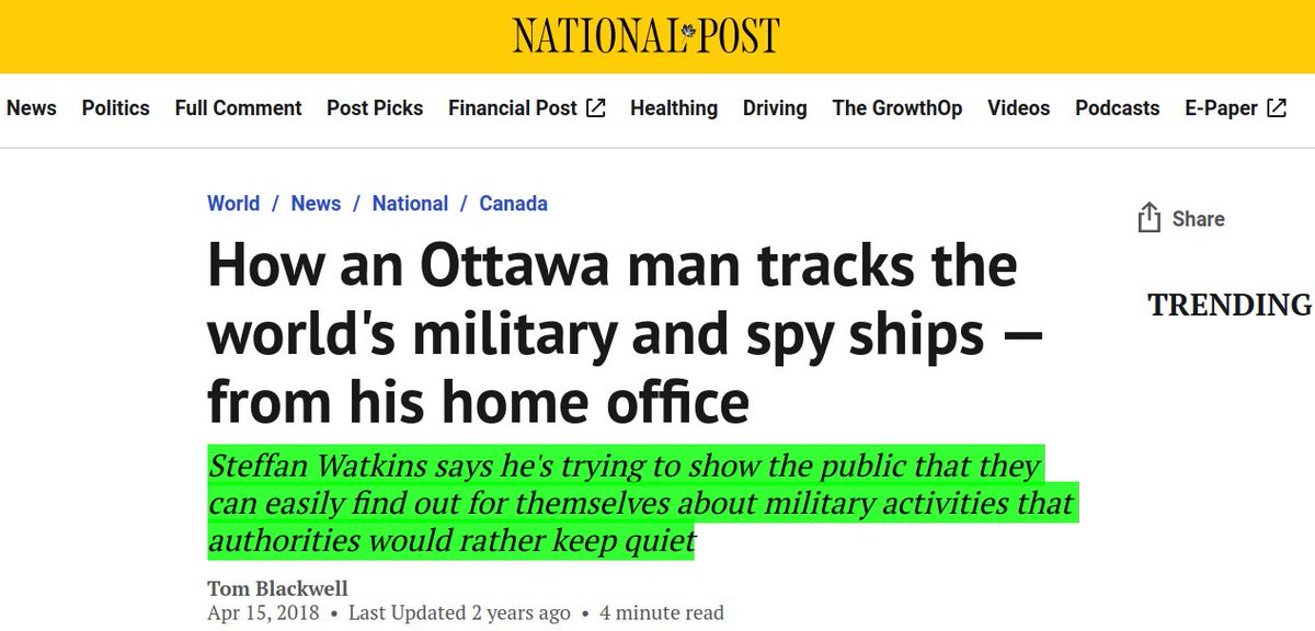 What if you had a link, that you could click, that would show you each aircraft, were the aircraft was today, or any day for the past several months?Yes, you can do that today from your couch, like I do; ships, planes, whatever. https://nationalpost.com/news/how-an-ottawa-man-tracks-the-worlds-military-and-spy-ships-from-his-home-office