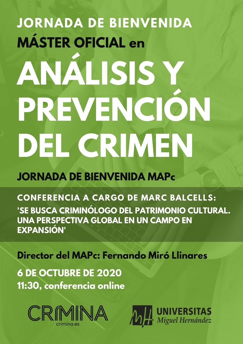 CriminaUMH's tweet photo. 📢 La jornada se iniciará a las 11:30 con una primera mesa en la que intervendrán los directores/as de los Másteres y vicedecana del grado: 

➡️ Cordelia Esteve Casellas (@MICvUMH)

➡️ Fernando Miró Llinares, @FernandoQPH (@MAPcUMH) 

➡️ Elena Beatriz Fernández (@SePP_UMH) https://t.co/zkEyWLTuCE