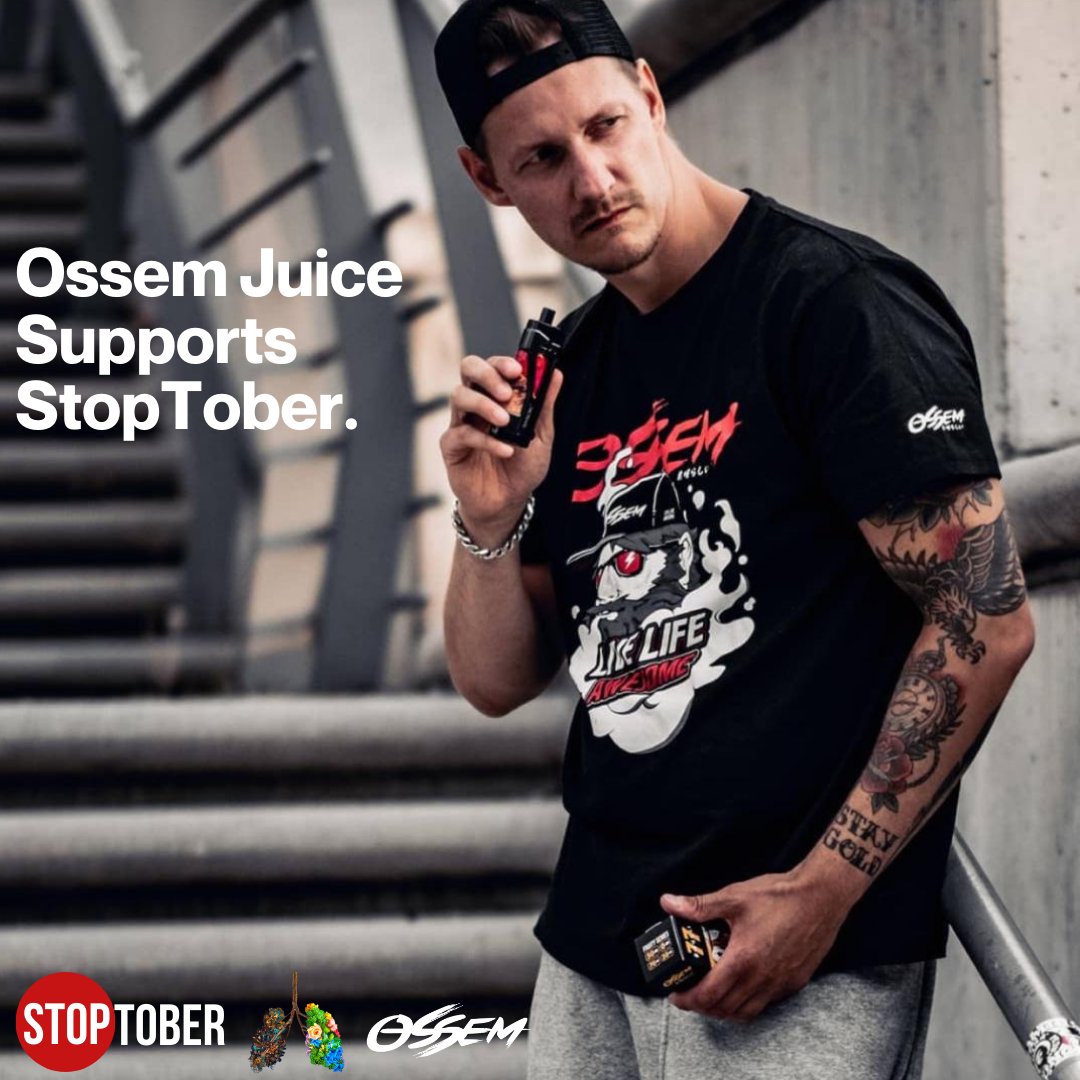 ossemjuice's tweet photo. In October, we support all effort in quitting smoking, echoing Public Health England's primary aim of encouraging the nation’s smokers to make a quit attempt this month and beyond. Make your switch today. #OssemJuice #stoptober @stoptober https://t.co/PVGEsMp9bf