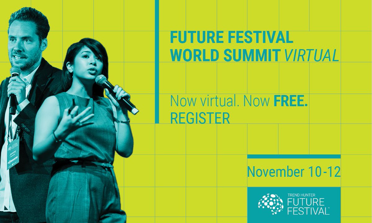 Save the date: 10-12 November, we’re taking part in <a href="/TrendHunterFF/">Future Festival</a> ’s #FutureFestival World Summit, all online. Three days of inspiration, insight, and action - and the first day is free. Find out more: futurefestival.com/?tht=53fdc07d