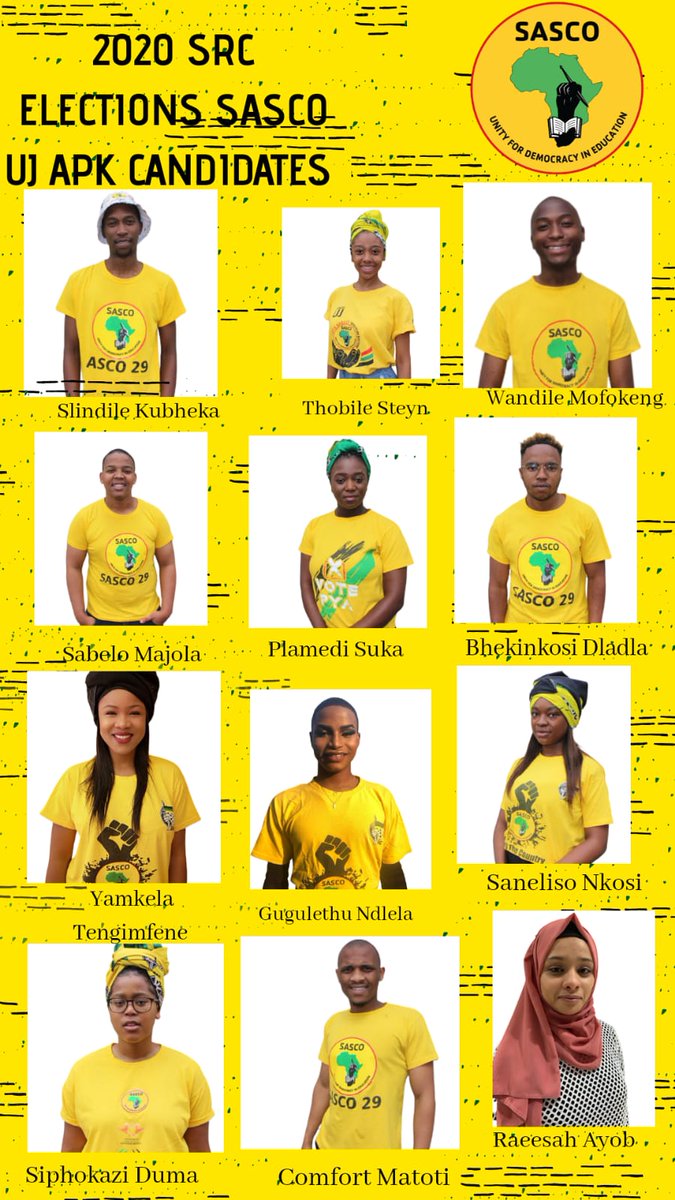 UjSasco's tweet photo. Siyi Harry Gwala branch siya thuma.
#VoteSASCOUJ
#UJSRCElections 🖤💚💛 https://t.co/qNeIyGteRc