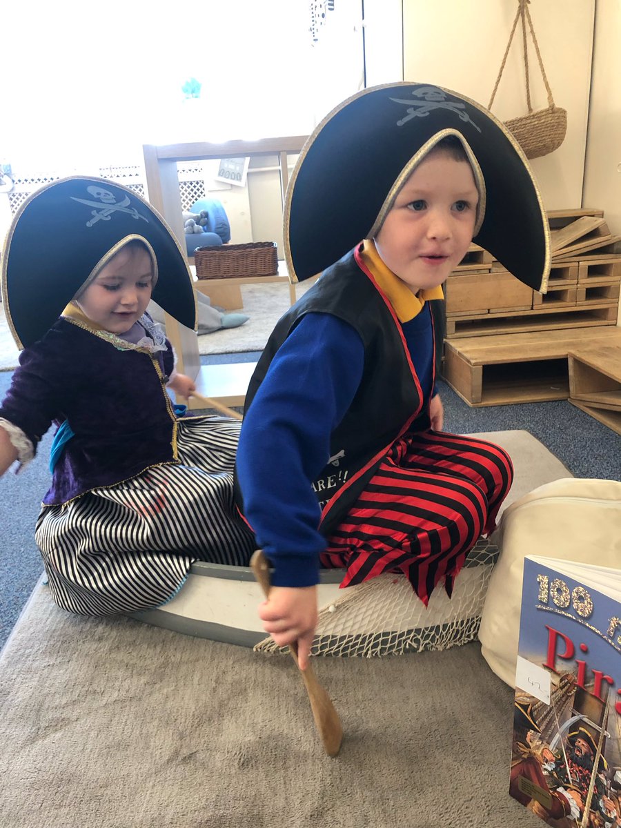 HolytownNC's tweet image. This morning we have been very busy sailing at sea on our pirate ship and searching for treasure.We read a story all about Pirates which taught us some pirate phrases ‘Shiver me timbers!’ 🚢💰🌟 #earlyliteracy #usingourimagination