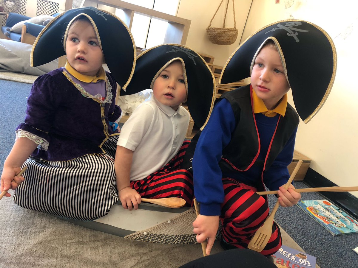 HolytownNC's tweet image. This morning we have been very busy sailing at sea on our pirate ship and searching for treasure.We read a story all about Pirates which taught us some pirate phrases ‘Shiver me timbers!’ 🚢💰🌟 #earlyliteracy #usingourimagination