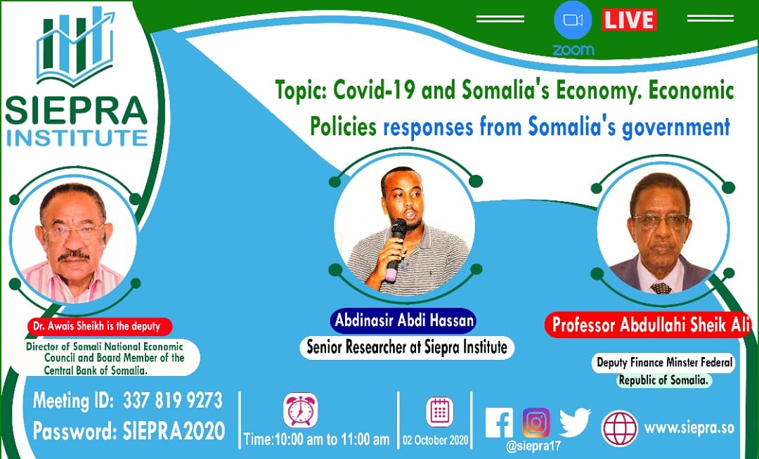 AbdinasirAbdiH's tweet photo. Its great honor &amp; pleasure for me to moderate virtual forum on #Covid19 &amp; Somalia's Economic Policies Responses from Somali government.
 #Panelists:
Prof. Abdullahi Sh Ali
Deputy minister @MofSomalia &amp; Dr. Awais Sheikh deputy director #SNECB @CBSsomalia
@SIEPRA17  @Abdirachiid https://t.co/W3yuGt9w4L