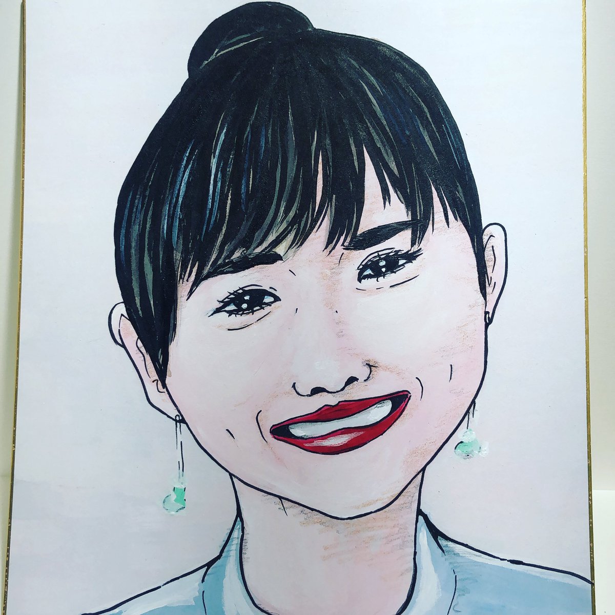 Kacyanoi 今日はめでたい 石原さとみが結婚 幸せになって欲しい 早く2世見てみたい 女優業はずっと続けて欲しいな 記念の似顔絵描いてみました 石原さとみ 石原さとみの似顔絵 アンサングシンデレラ