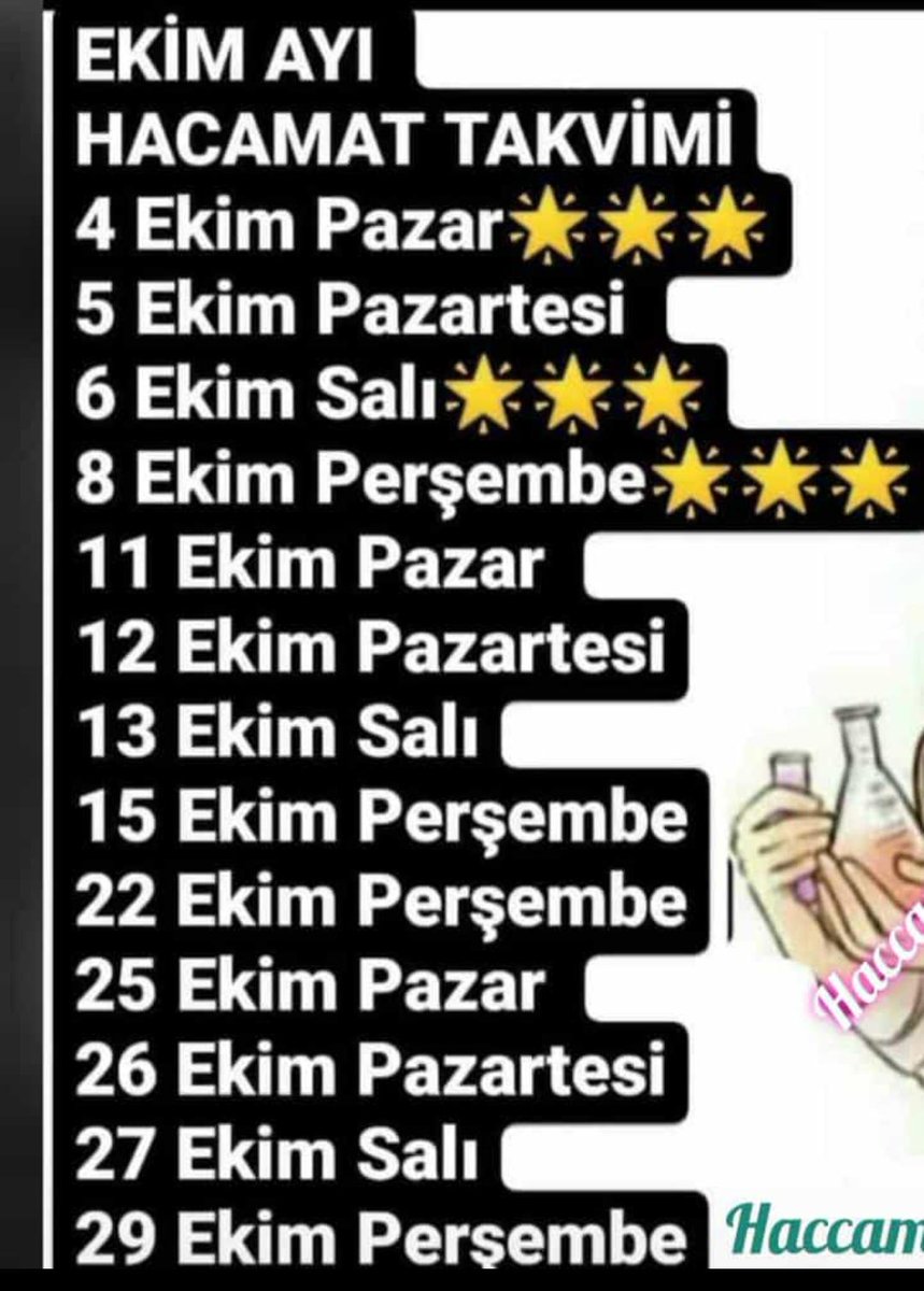 Ekim ayı Hacamat günleri istifade edelim inşaAllah