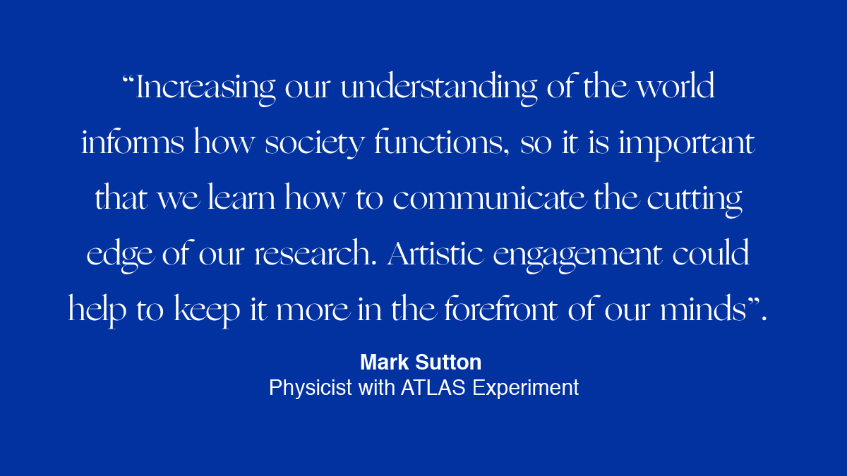 ArtsAtCERN's tweet photo. 💫 What inspiration can scientists draw from art?
@CERN physicist #MarkSutton collaborated with
@Semiconducting in the production of HALO - an artwork that uses real data from @ATLASexperiment curated by @monica_bello.
#CERNandSociety #ArtsatCERN #CERN https://t.co/oWpPFnH0gZ