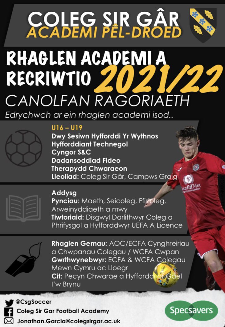 CsgSoccer's tweet image. ACADEMI PÊL-DROED | Recriwtio 👥

✍🏻| YMUNWCH Â NI - TYMOR 2021/2022‼️

🏆|8 Teitl Cynghrair Mewn 15 Mlynedd
🏋🏼|Cyfadeilad Chwaraeon #YrEfail
🏟|#FIFA Gradd 3G Traw
🎥|Dadansoddiad Fideo
📚|Astudio BTEC, Lefel neu Brentisiaethau

⬇️COFRESTRU DIDDORDEB⬇️
docs.google.com/forms/d/1xl0az…
