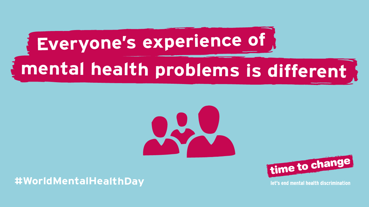 #WorldMentalHealthDay is around the corner on the 10th October. It's true, everyone's experience of #mentalhealth is different. Social anxiety may be crippling, debilitating depression may rise and fall. How can we help? Don't  judge, don't assume. Listen, support where you can.