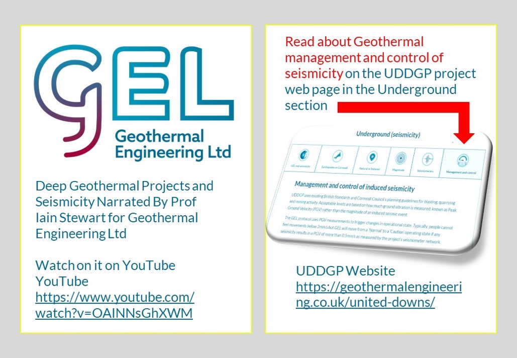 GELtd's tweet image. We have now finished this phase of #geothermal testing at #uniteddowns.  Thank you to all of the contractors and, particularly, local residents for their patience.
For further information about microseismicity please see our video and website: