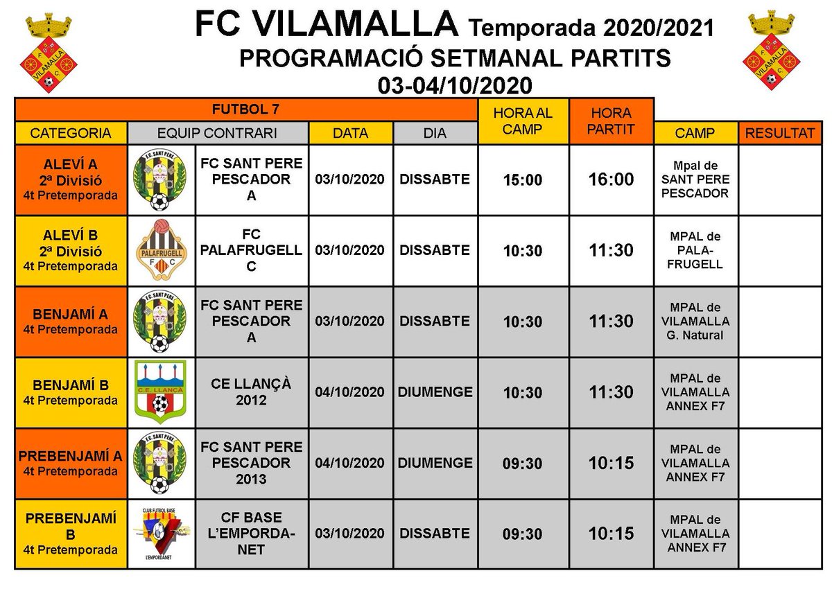 ⚪⚫⚽️PARTITS F7 <a href="/FVilamalla/">FC Vilamalla</a> 03-04/10/2020.
#marcantladiferencia #FCVilamalla #Vilamalla <a href="/Gol_Cat/">GolCat</a> #futbolcat