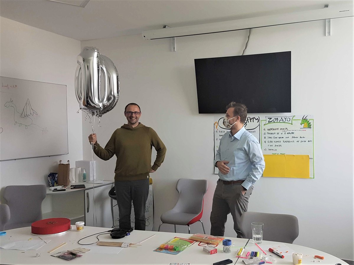 trikoder's tweet image. Yesterday&apos;s retrospective was a bit interrupted with balloons and a red cake! Our senior dev Damir celebrated his 10th anniversary in Trikoder team!
Damir, congrats on your anniversary, cheers to the 10 years ahead :)

#trikoder #anniversarycelebration