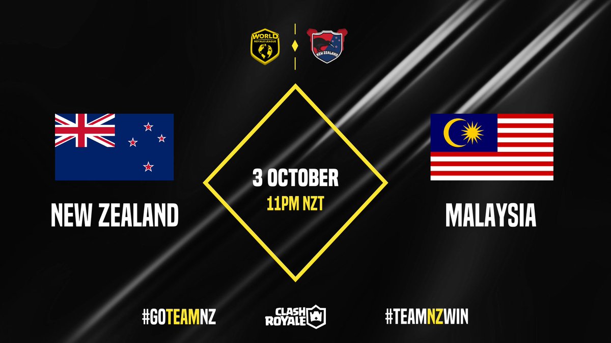Our 2nd game for <a href="/WorldLeagueCR/">World Royale League</a> S6 will be against a strong country, Malaysia! We will for sure not be taking this lightly and bring our A game to this match! Any streams for this match will be posted closer to the time.

#goteamnz #teamnzwin #wrl <a href="/ClashRoyale/">Clash Royale</a> <a href="/EsportsRoyaleEN/">Clash Royale Esports</a>
